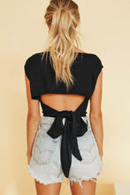 Load image into Gallery viewer, VG Watch The Runway Ribbed Tie Back Top // Black
