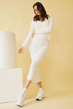 Load image into Gallery viewer, Balmy Cocktails Ribbed Knit Midi Skirt // White
