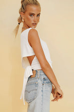 Load image into Gallery viewer, VG Watch The Runway Ribbed Tie Back Top // White
