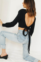 Load image into Gallery viewer, The Capsule Tie Back Knit Top // Black
