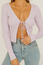 Load image into Gallery viewer, VG Undercover Tie Front Knit Top // Lilac
