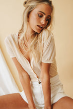 Load image into Gallery viewer, Heart&#39;s Content Button Front Knit Top // Natural
