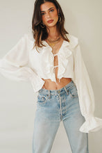 Load image into Gallery viewer, VG Feels Like A Holiday Frill Top // White
