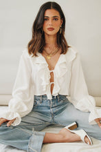 Load image into Gallery viewer, VG Feels Like A Holiday Frill Top // White
