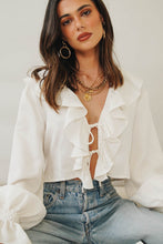 Load image into Gallery viewer, VG Feels Like A Holiday Frill Top // White

