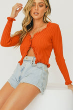 Load image into Gallery viewer, Sunset Cocktails Button Front Knit Top // Rust
