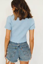 Load image into Gallery viewer, True Colours Button Front Knit Top // Sky
