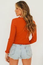 Load image into Gallery viewer, Sunset Cocktails Button Front Knit Top // Rust
