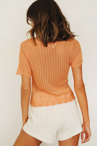 Afternoon Light Button Front Knit Top // Orange