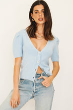 Load image into Gallery viewer, Italian City Button Front Knit Top // Sky
