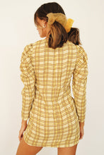 Load image into Gallery viewer, VG Model Obsessed Drawstring Mini Dress // Yellow Check
