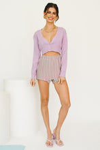 Load image into Gallery viewer, East Hollywood Button Front Knit Top // Lilac
