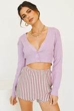 Load image into Gallery viewer, East Hollywood Button Front Knit Top // Lilac
