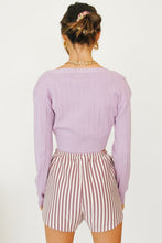 Load image into Gallery viewer, East Hollywood Button Front Knit Top // Lilac
