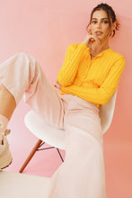 Load image into Gallery viewer, Power Shift Button Front Knit Top // Yellow
