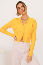 Load image into Gallery viewer, Power Shift Button Front Knit Top // Yellow
