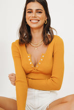 Load image into Gallery viewer, Emily Button Front Knit Top // Mustard
