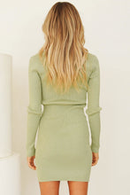 Load image into Gallery viewer, New Cover Zip Front Knit Mini Dress // Sage
