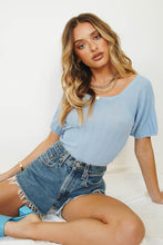 Load image into Gallery viewer, Covergirl Ribbed Knit Top // Lake
