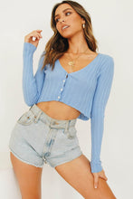 Load image into Gallery viewer, Eyes For You Pearl Button Front Top // Blue
