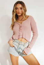 Load image into Gallery viewer, Along The Way Button Front Knit Top // Rose

