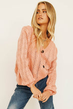 Load image into Gallery viewer, Peach Bloom Button Front Knit Top // Rose
