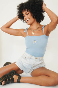 1998 Tie Knit Top // Sky
