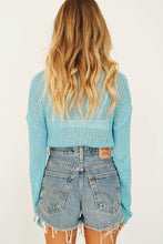 Load image into Gallery viewer, Of The Essence Button Front Knit Top // Aqua
