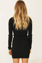 Load image into Gallery viewer, Manhattan Minimalist Ribbed Knit Mini Dress // Black
