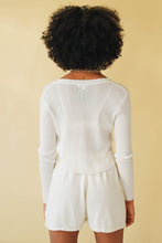 Load image into Gallery viewer, Shady Palms Button Front Knit Top // White
