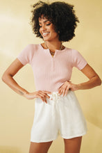 Load image into Gallery viewer, Sweet Escape Button Front Knit Top // Pink
