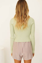 Load image into Gallery viewer, Inside Out Button Front Knit Top // Sage
