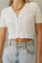 Load image into Gallery viewer, Sofia Button Front Knit Top // White
