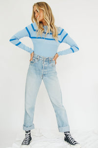 90's Trend Knit Top // Blue