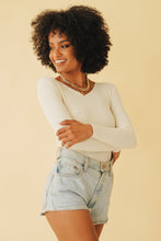 Load image into Gallery viewer, Me &amp; You Ribbed Knit Top // Cream
