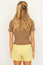 Load image into Gallery viewer, Kit Button Front Knit Top // Chocolate
