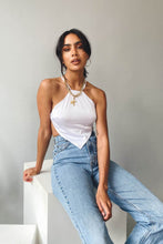 Load image into Gallery viewer, Glass Of Wine Tie Back Halter Top // White
