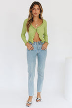Load image into Gallery viewer, Sunset Cocktails Button Front Knit Top // Lime
