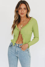 Load image into Gallery viewer, Sunset Cocktails Button Front Knit Top // Lime
