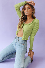 Load image into Gallery viewer, Sunset Cocktails Button Front Knit Top // Lime
