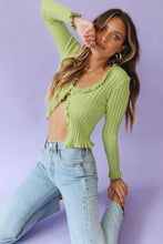 Load image into Gallery viewer, Sunset Cocktails Button Front Knit Top // Lime
