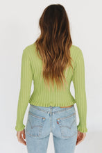 Load image into Gallery viewer, Sunset Cocktails Button Front Knit Top // Lime
