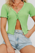 Load image into Gallery viewer, Kit Button Front Knit Top // Lime
