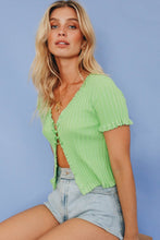 Load image into Gallery viewer, Kit Button Front Knit Top // Lime
