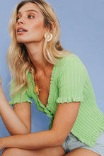 Load image into Gallery viewer, Kit Button Front Knit Top // Lime
