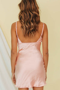90's Femme Bias Cut Slip Mini Dress // Pink