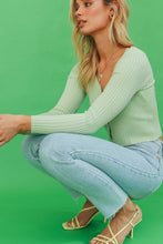 Load image into Gallery viewer, Walk This Way Button Front Knit Top // Mint
