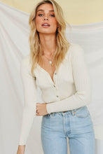 Load image into Gallery viewer, Walk This Way Button Front Knit Top // Cream
