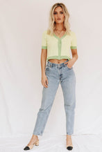 Load image into Gallery viewer, Next Destination Button Front Knit Top // Lime
