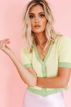 Load image into Gallery viewer, Next Destination Button Front Knit Top // Lime
